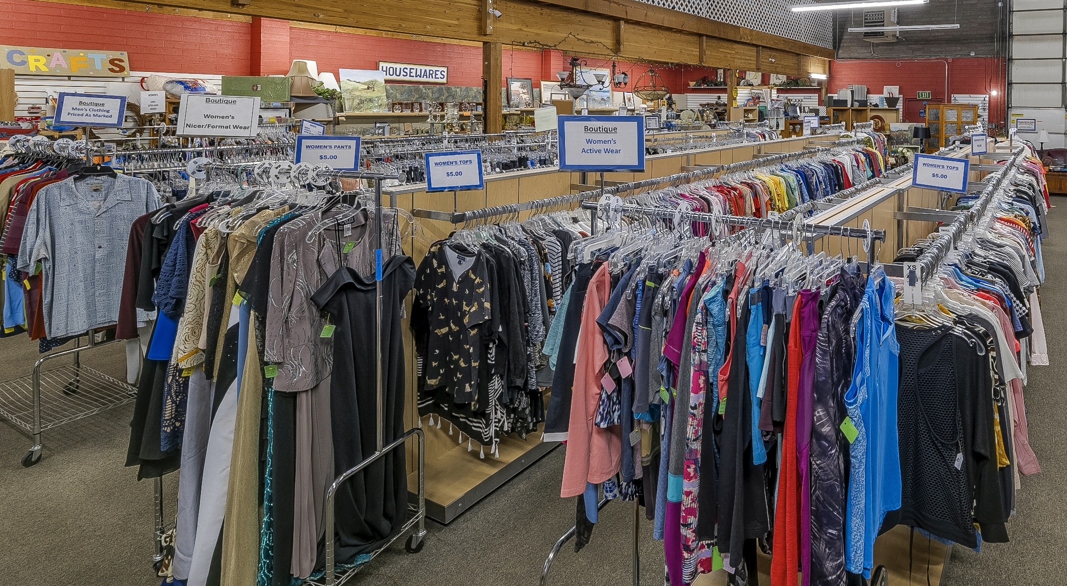 Men and Women's clothing at Cedar Closet Thrift Store